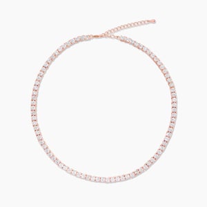 4mm 18k Rose Gold Plated Designer Tennis Necklace
