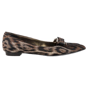 Lanvin Pointed Loafers in Animal Print Polyester