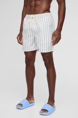 Mid Length Stripe Swim Short