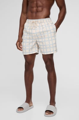 Mid Length Check Swim Short