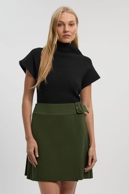 Ponte Pleat Wrap Mini Skirt