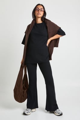 Maternity Split Side Oversized T Shirt And Flared Trouser