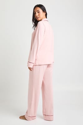 Maternity Piping Detail Long Sleeve Shirt & Trouser Pyjama Set