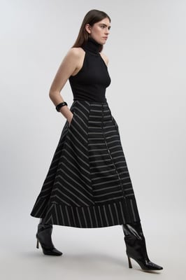 Bold Stripe Cotton Woven Prom Skirt