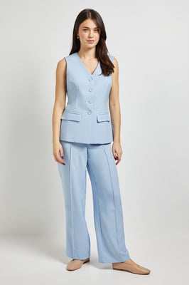 Elastic Waist Straight Leg Trouser