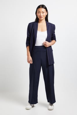 Petite Elastic Waist Straight Leg Trouser