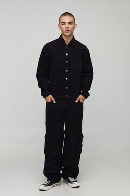 Oversized Washed Corduroy Cargo Boilersuit