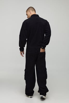 Oversized Washed Corduroy Cargo Boilersuit