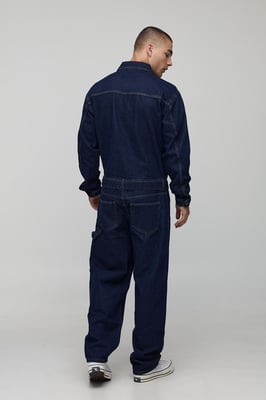 Long Sleeve Relaxed Fit Indigo Belted Boilersuit