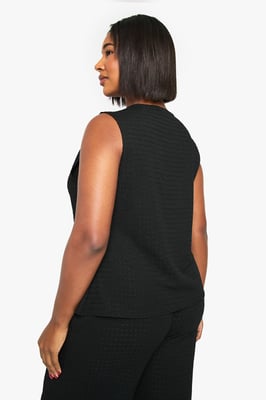 Plus Textured Button Through Sleeveless Top