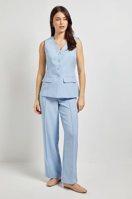Pocket Detail Longline Button Up Waistcoat