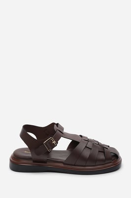 Where's That From Womens Chime Fisherman Flatform Dark Brown Sandal