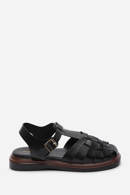 Where's That From Womens Chime Fisherman Flatform Black Sandal