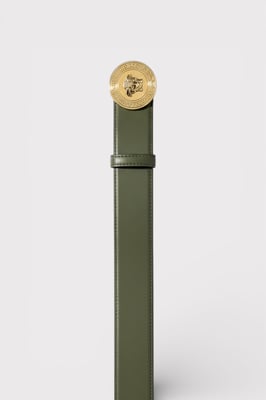 Versace Men's Medusa Logo Calf Leather Belt Olive-Black Size 105