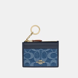 Mini Skinny Id Case In Signature Denim