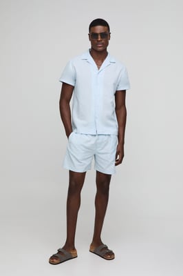 Regular Revere Linen Blend Shirt & Short Set