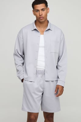 Oversized Scuba Shirt and Relaxed Short Set