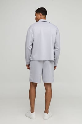 Oversized Scuba Shirt and Relaxed Short Set