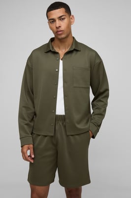 Oversized Scuba Shirt and Relaxed Short Set