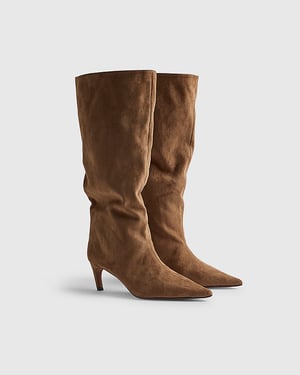 River Island Womens High Leg Boots Beige Faux Suede