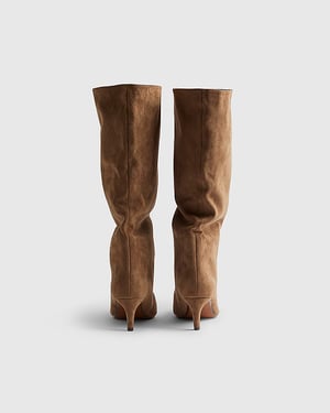 River Island Womens High Leg Boots Beige Faux Suede