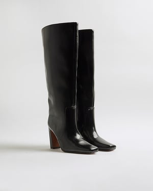 River Island Womens High Leg Boots Black Chisel Toe