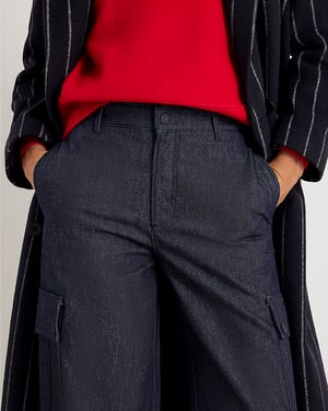 River Island Womens Wide Leg Jeans Blue Cargo