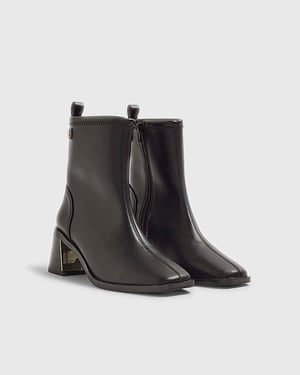 River Island Womens Sock Boots Black Block Heel Stretch