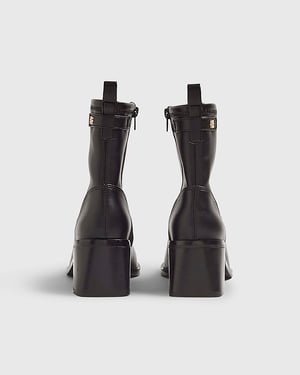 River Island Womens Sock Boots Black Block Heel Stretch