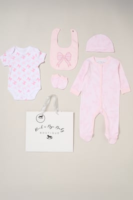 5-Piece Bow Print All in One Baby Gift Set