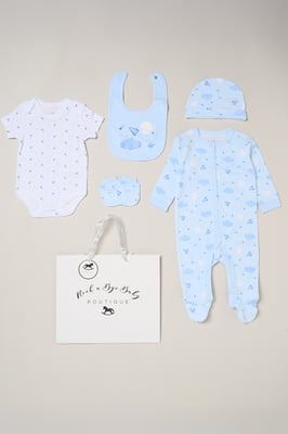 5-Piece Rocket Print All in One Baby Gift Set