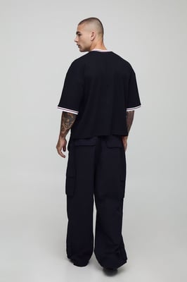 Oversized Boxy Homme Waffle Embroidered Sports Top