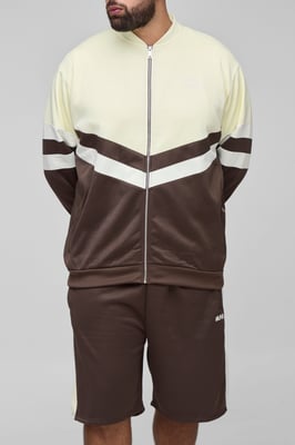 Plus Regular Fit Embroidered Sports Short Tracksuit