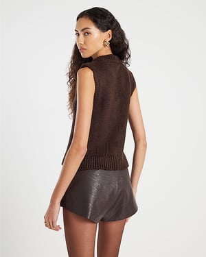 River Island Womens Cardigan Brown Knitted Sleeveless Button