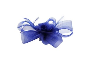 Folded Bow Fascinator with Tipped Feathers in Royal Blue