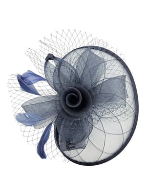 Floral Bow Mesh Detailing Fascinator in Navy