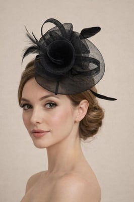 Floral Fascinator with A Wide Base in Black