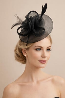 Floral Fascinator with A Wide Base in Black