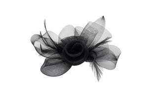 Folded Bow Fascinator with Tipped Feathers in Black