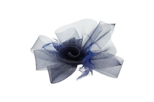 Folded Bow Fascinator with Tipped Feathers in Navy