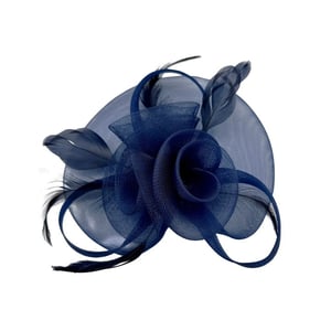 Floral Fascinator with A Wide Base in Navy