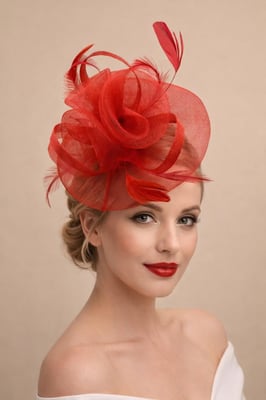 Floral Fascinator with A Wide Base in Red