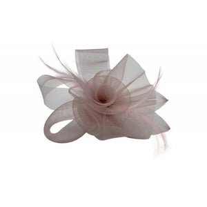 Folded Bow Fascinator with Tipped Feathers in Pink