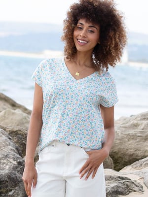 Kite Clothing Coombe Jersey T-Shirt Meadow Ditsy Soft