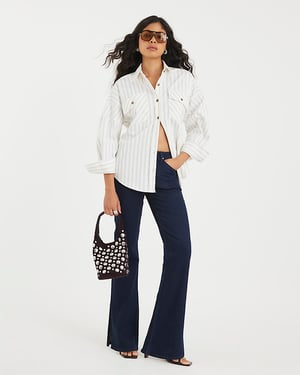 River Island Womens Flared Jeans Indigo High Rise