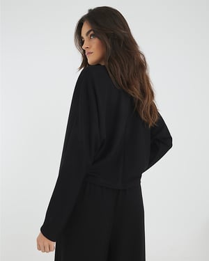 River Island Womens Sweatshirt Black Premium Long Sleeve Batwing