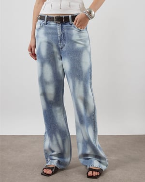 River Island Womens Straight Leg Jeans Blue High Rise Relaxed