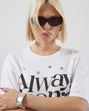 River Island Womens T-Shirt White Short Sleeve Always Iconic