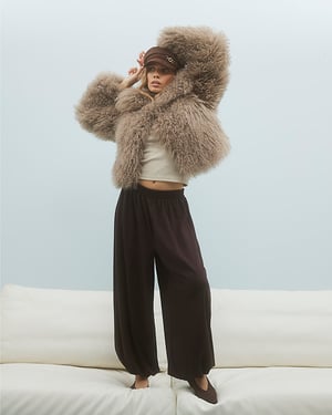River Island Womens Trousers Brown Premium Balloon Leg