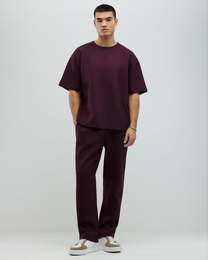 River Island Mens T-Shirt & Joggers Set Red Oversized Fit 2 Piece